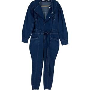 Fashion Nova Indigo Denim Utility Jumpsuit with Belt